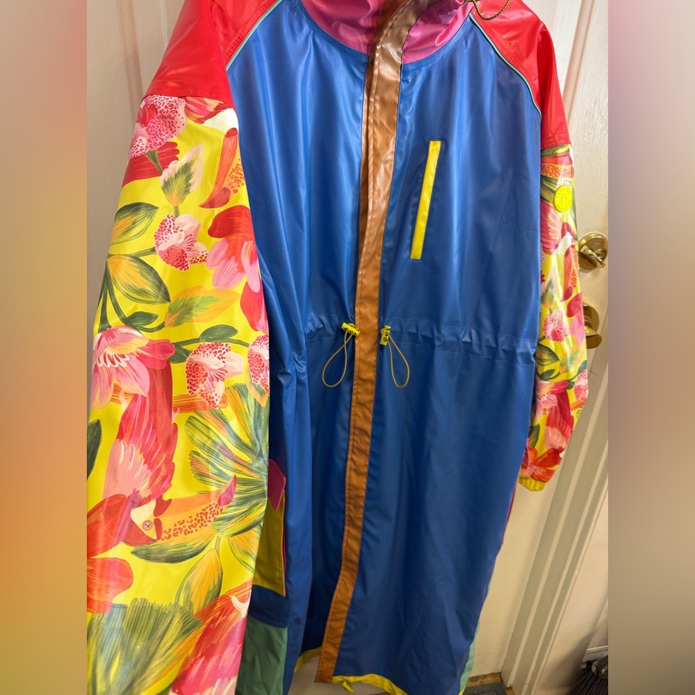 🦜Farm Rio Colorblock Long Raincoat - Picture 11 of 14